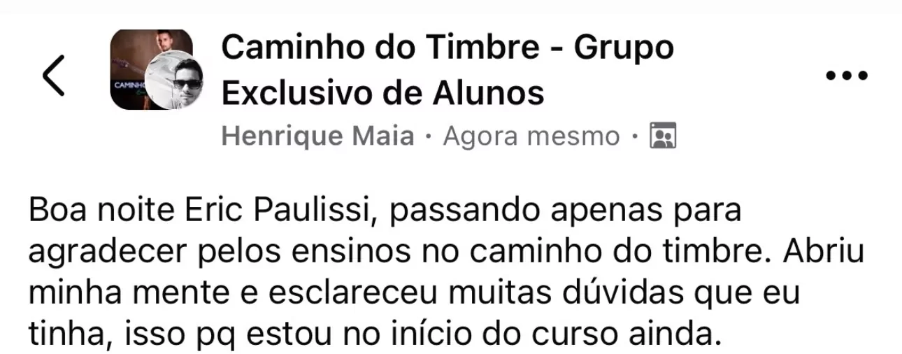 Print real de depoimento de aluno 5